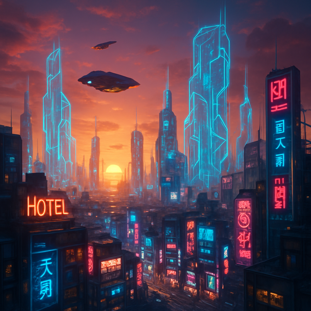 Futuristic City at Sunset